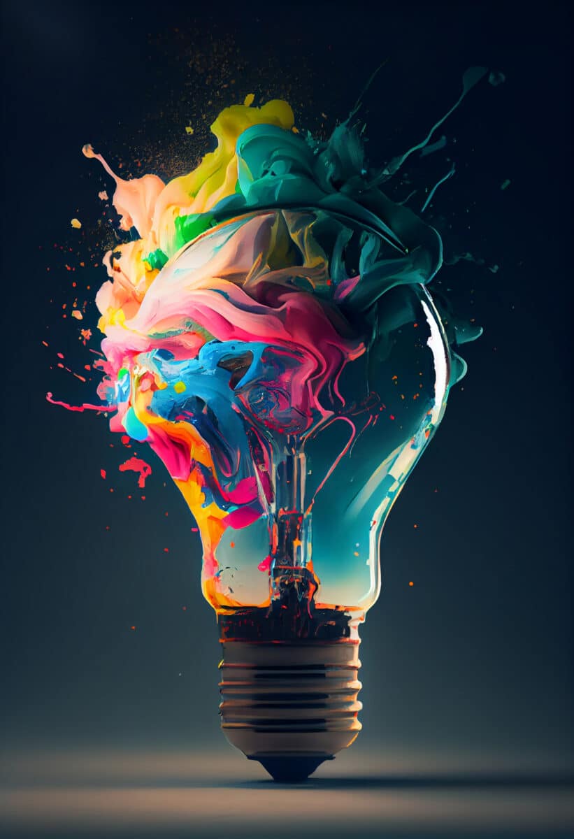 creative light bulb abstract glowing blue background generative ai